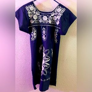 Dress is from a craft show (hand made) in BLUE with WHITE flowers in size SMALL